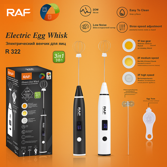 Raf 3 in 1 Electric Egg Whisk & Coffee Mixer R.322 Milk Frother 3 speeds 20 W Multi-Purpose digital display
