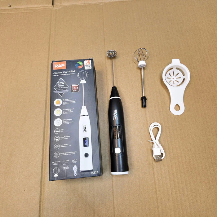 Raf 3 in 1 Electric Egg Whisk & Coffee Mixer R.322 Milk Frother 3 speeds 20 W Multi-Purpose digital display
